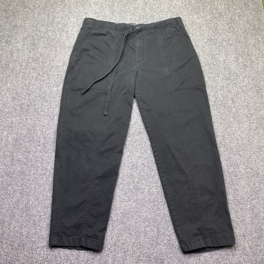 Banana Republic Tapered Mid-Rise Ankle Pants Black Womens Large Elastic Skater
